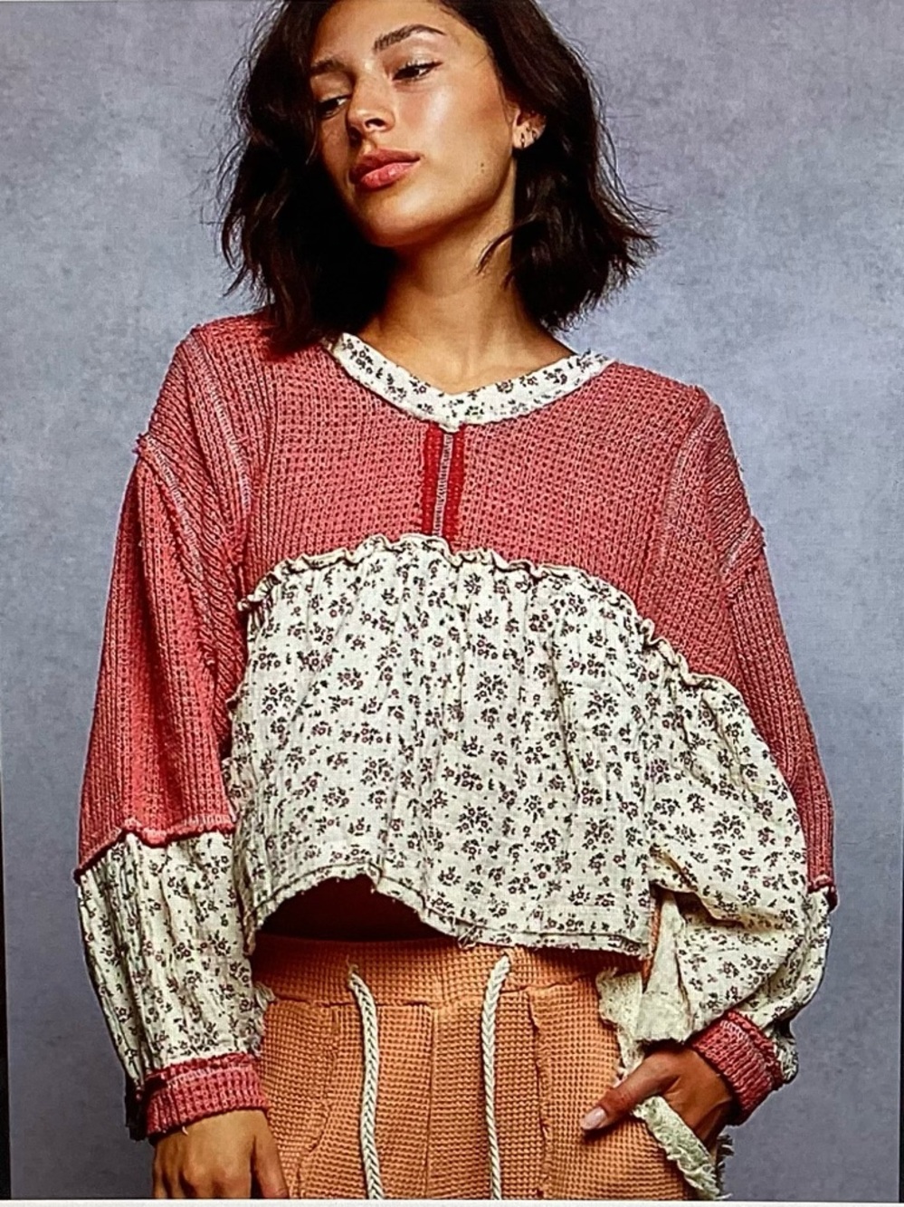 POL Floral  Patchwork Top